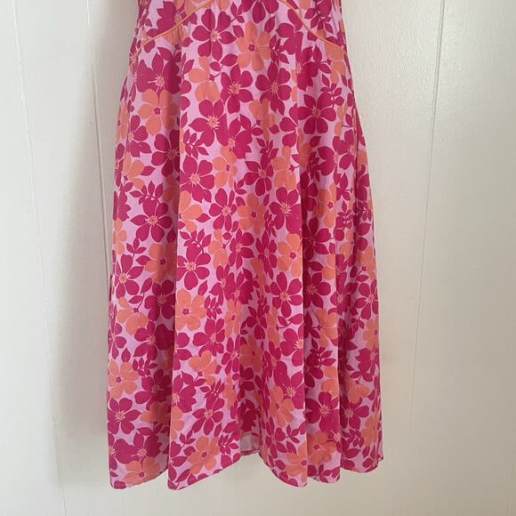 Y2K Pink Floral Halter Dress Size 14 Fit & Flare Babydoll Retro Summer - Picture 3 of 12